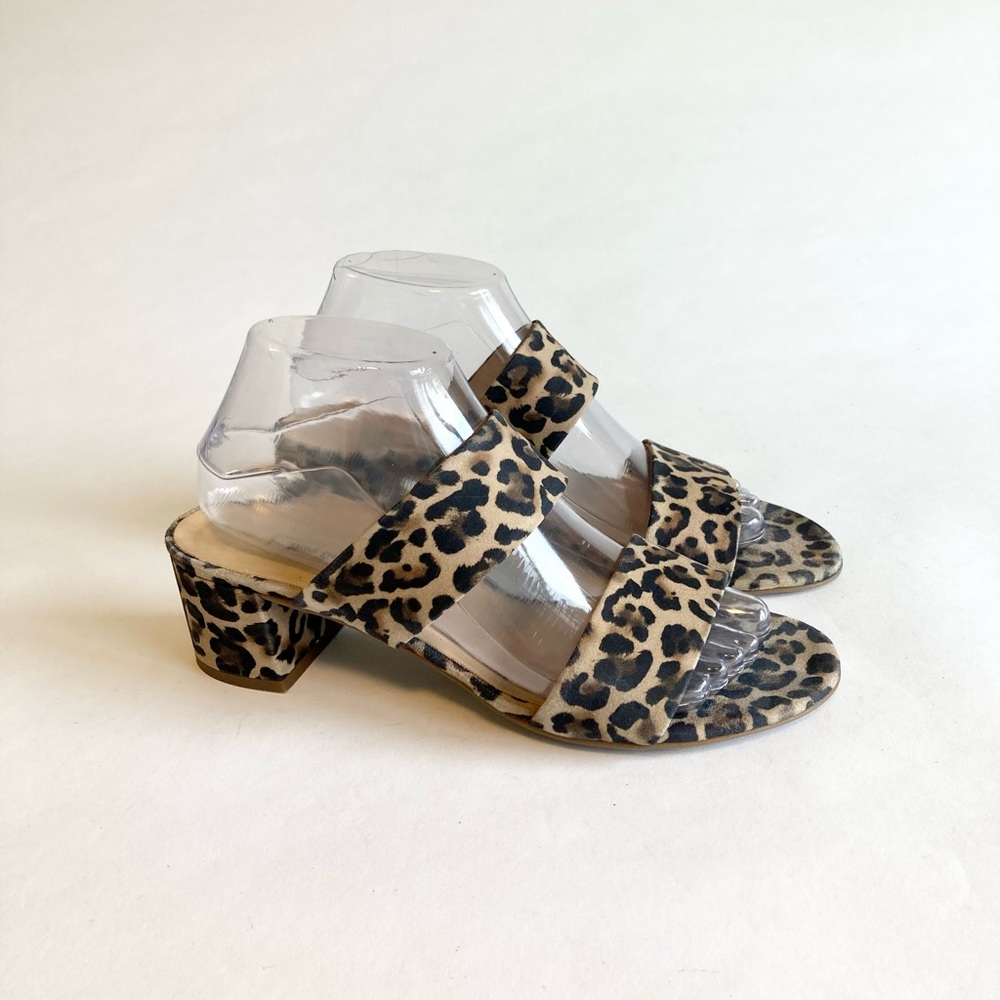 Paul Green Brown Black Animal Print Canvas Heel Slingback size UK 6, US 8.5